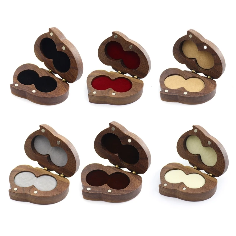 

Ring Box for Wedding Ceremony Wooden Double Heart Ring Bearer Holder Engagement N0HE