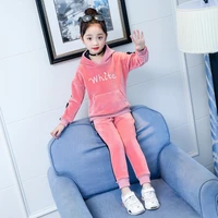 spring velvet girl childrens clothing set fashion tracksuit for girls boys sports suit clothes sets girl 6 8 10 12 14 years