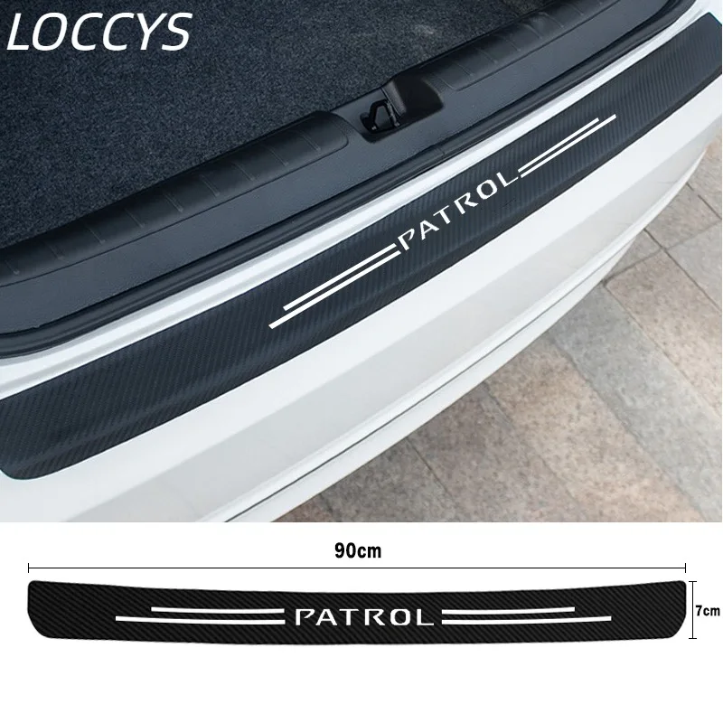 

For Nissan Patrol Y60 Y61 Y62 Logo Car Rear Trunk Protector Strip Carbon Fiber Car Bumper Guard Plate Sticker Decal Accessories