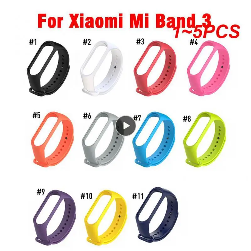 

1~5PCS Fashionable Silicone Watch Band Smart Bracelet Miband3 Strap Smart Wearable Mi Band 3 Replacement Flexible
