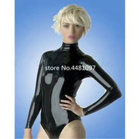 handmade rubber bodysuit latex catsuit women sexy summer swimsuit with back crotch zip