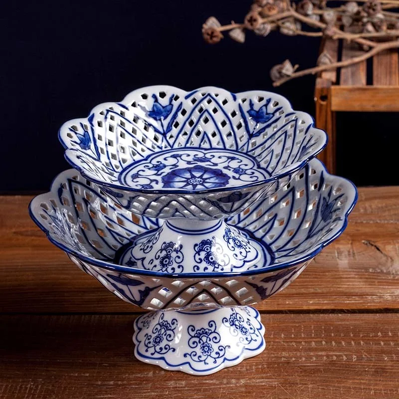 

Blue and White Porcelain Blue and White Porcelain Ceramic Plate Creative Afternoon Tea Dessert Plate Household Microwave Oven