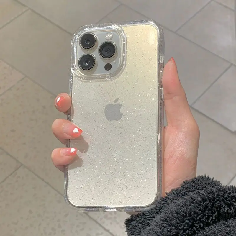 

Противоударный Блестящий Мягкий Прозрачный чехол для iPhone 14 13 12 Mini 11 Pro Max XR 7 8 Plus, прозрачный армированный чехол, акриловый бампер, чехол