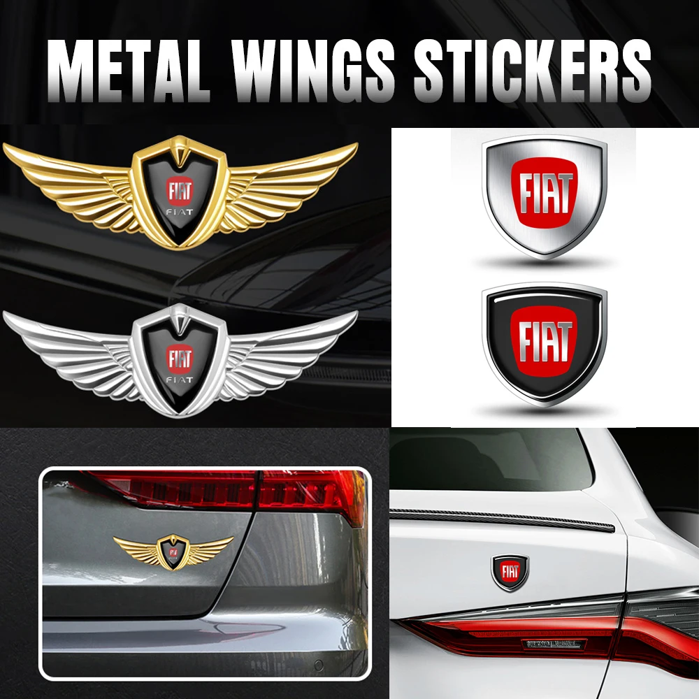 

1pcs Metal Car Body Emblem Grill Shield Wings Rear Trunk Side Fender Sticker For Fiat Punto Abarth 500 Stilo Ducato Palio Bravo