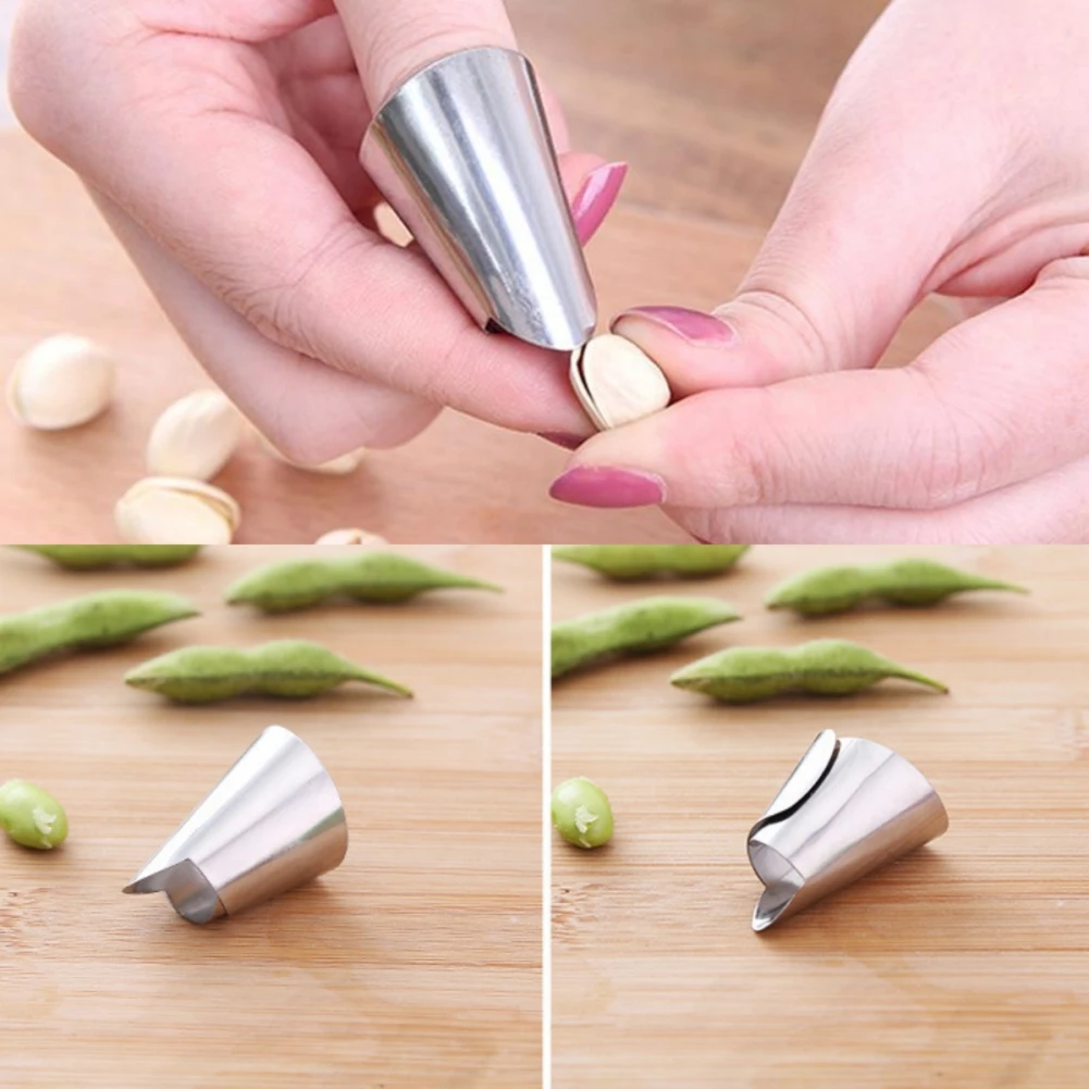 

1pcs Home Stainless Steel Kitchen Cutting Protection Tools Finger Protectors Peanut Sheller Vegetable Nuts Peeling Finger Guard