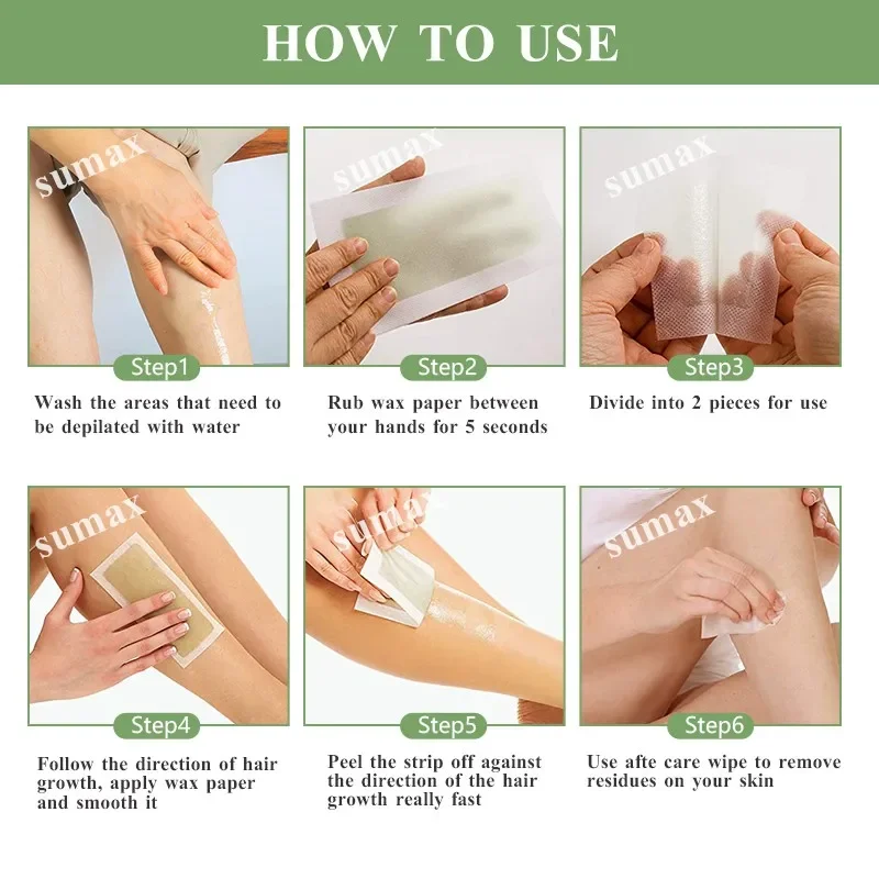 Восковые полоски для удаления волос SUMAX 40 шт. фотобумажные тела и лица с алоэ вера