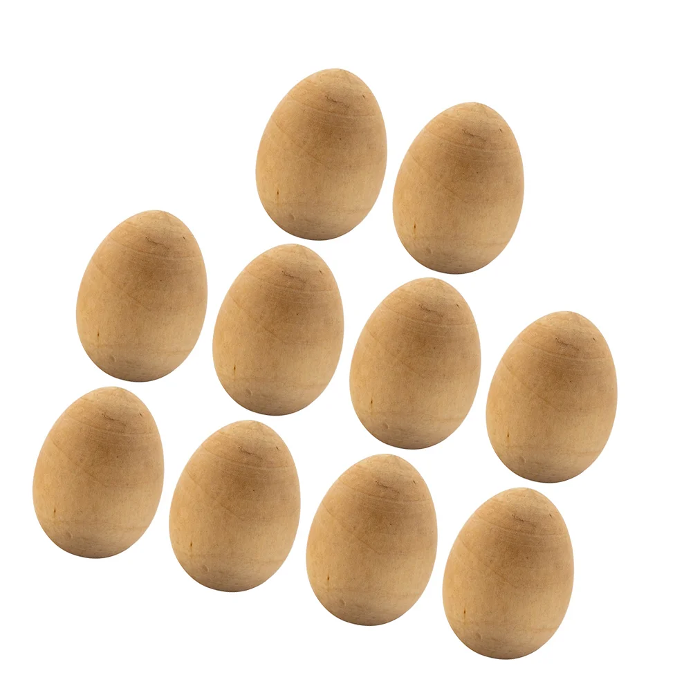 

10 Pcs Kids Toy Wooden Eggs DIY Props Graffiti Decor Hand-painted Easter Fake Child
