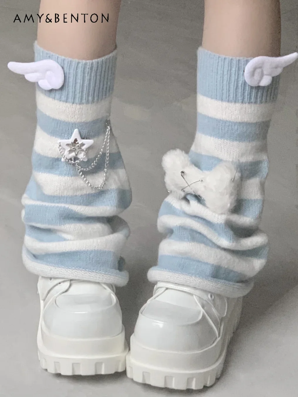 Оригинальные субкультуры акварельные полосатые гетры с рогами японские Harajuku