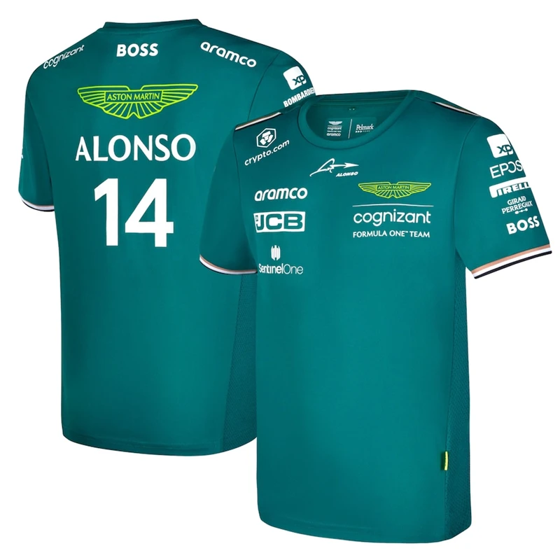

Aston Martin Aramco Cognizant F1 2023 Official Fernando Alonso Team T-Shirt for Men Formula 1 Short Sleeve Oversize Top Clothing