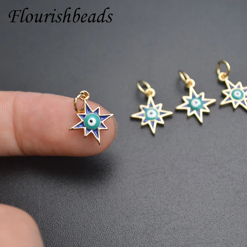

10pcs Gold Plated Blue Enamel Sun Star Evil Eye Charms for Bracelet Necklace Jewelry Making DIY Handmade Craft Accessories