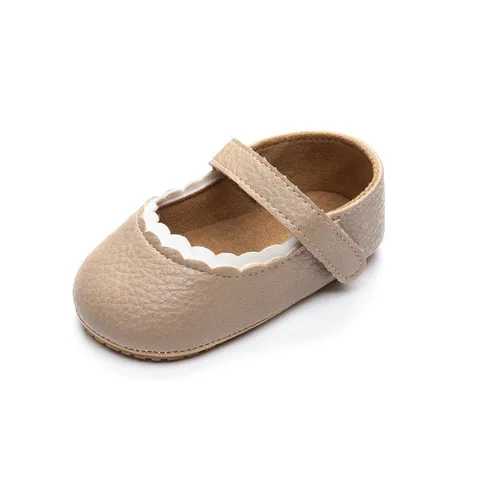 Туфли для новорожденных, мягкая нескользящая подошва, на липучке, Мэри Джейн, плоская подошва, искусственная кожа, обувь для начинающих ходить девочек от 0 до 24 месяцев