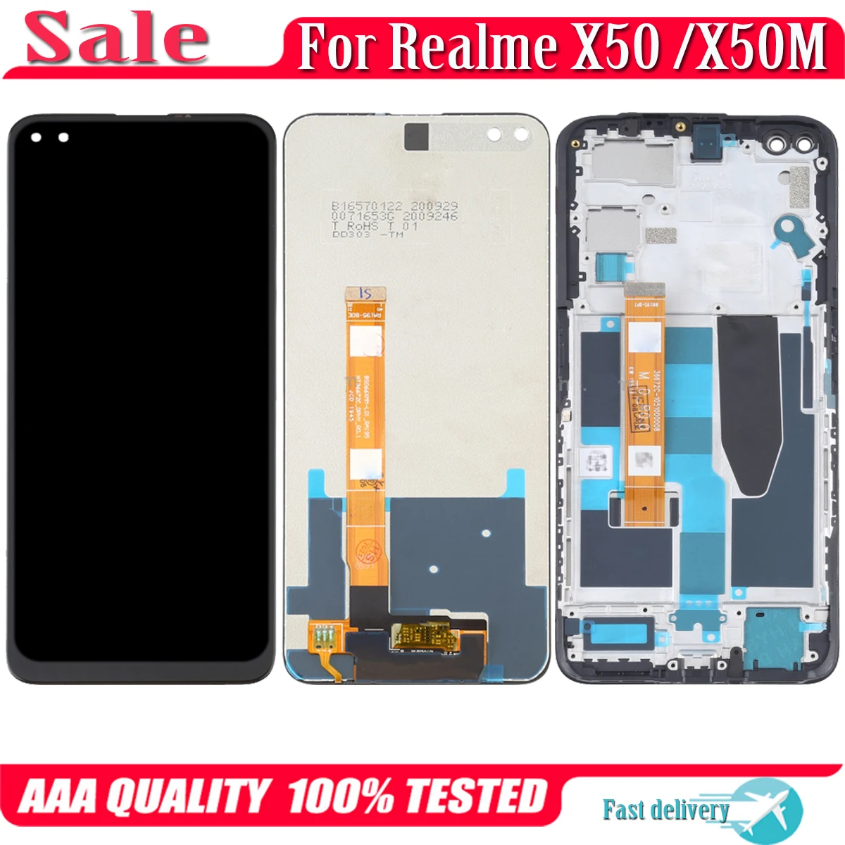 Оригинальный сенсорный ЖК-дисплей 6,57 дюйма для Realme X50m X50, сменный дигитайзер в сборе, ЖК-дисплей с рамкой RMX2144