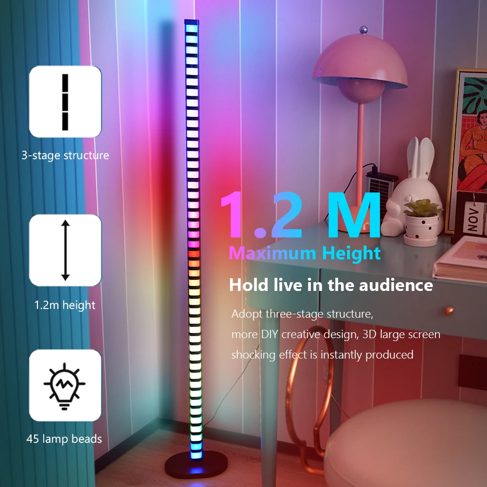 

1.2m Bluetooth-compatible APP Remote Control 3D RGB LED Rhythm Strip Light Kits Music Atmosphere Ambient Decorative Pickup Lamps