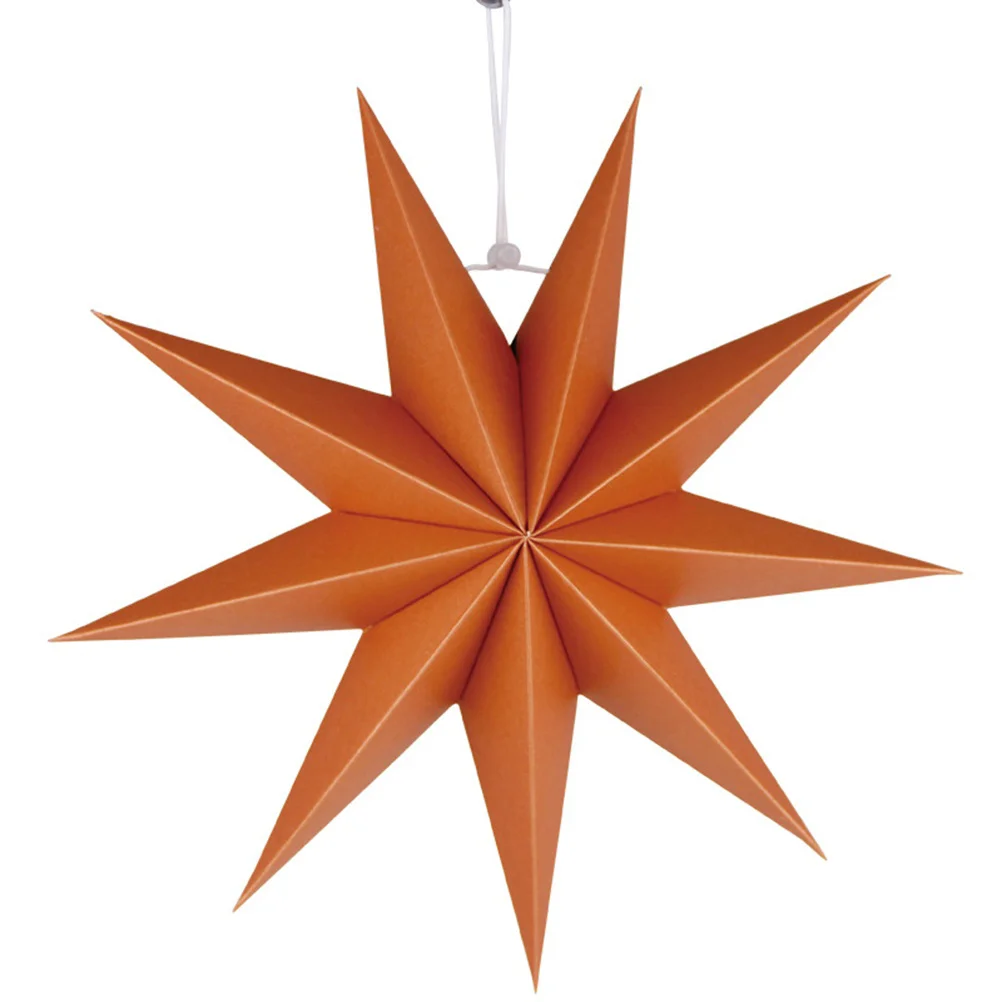 

3pcs Orange 30cm Paper Star Lamp Shade Origami Lamp Shade Nine- pointed Star Lampshade Christmas Wedding Star Hanging Lantern