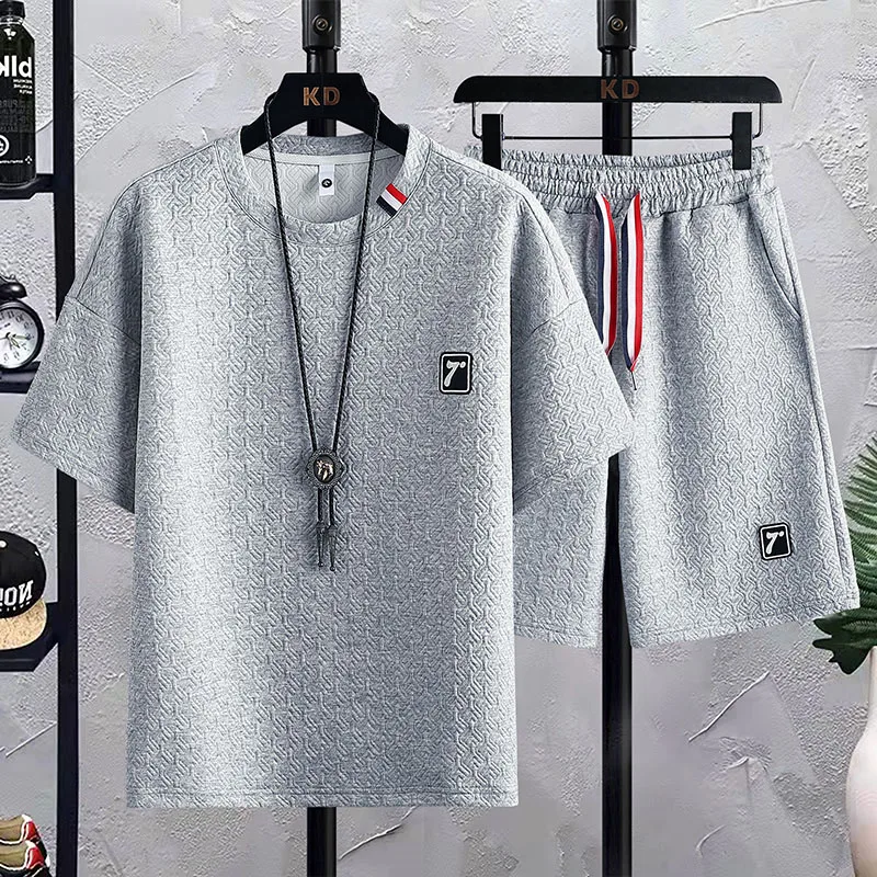 Ropa Short Sleeve Men Clothing Korea Fashion Mens Designer Clothes Summer 2 Piece Sets Men Outfit 2023 T-Shirts & Shorts Clothes