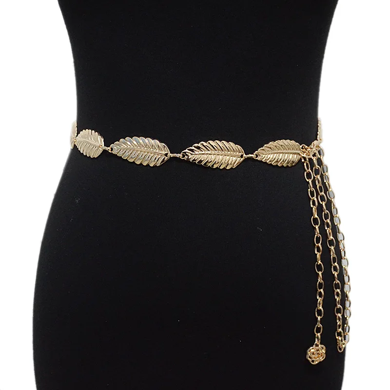 

Новый женский ремень, Модный повседневный декоративный металлический пояс с перьями