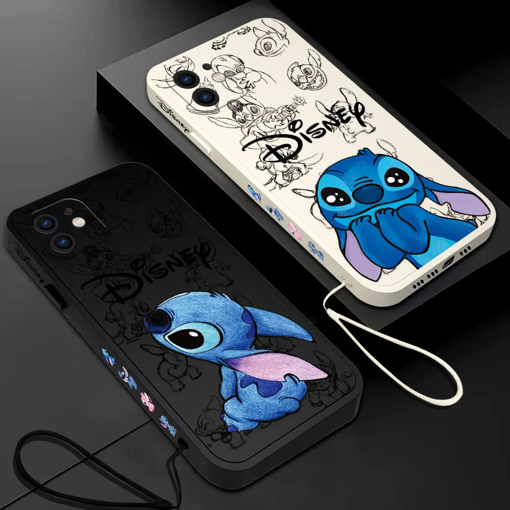 Фото Cool Cartoon Stitch Disneys Phone Case for Oneplus Nord 3 2 9R 9 8T 8 7 7T Pro 6 5G Liquid Silicone Cover with Hand Strap №1