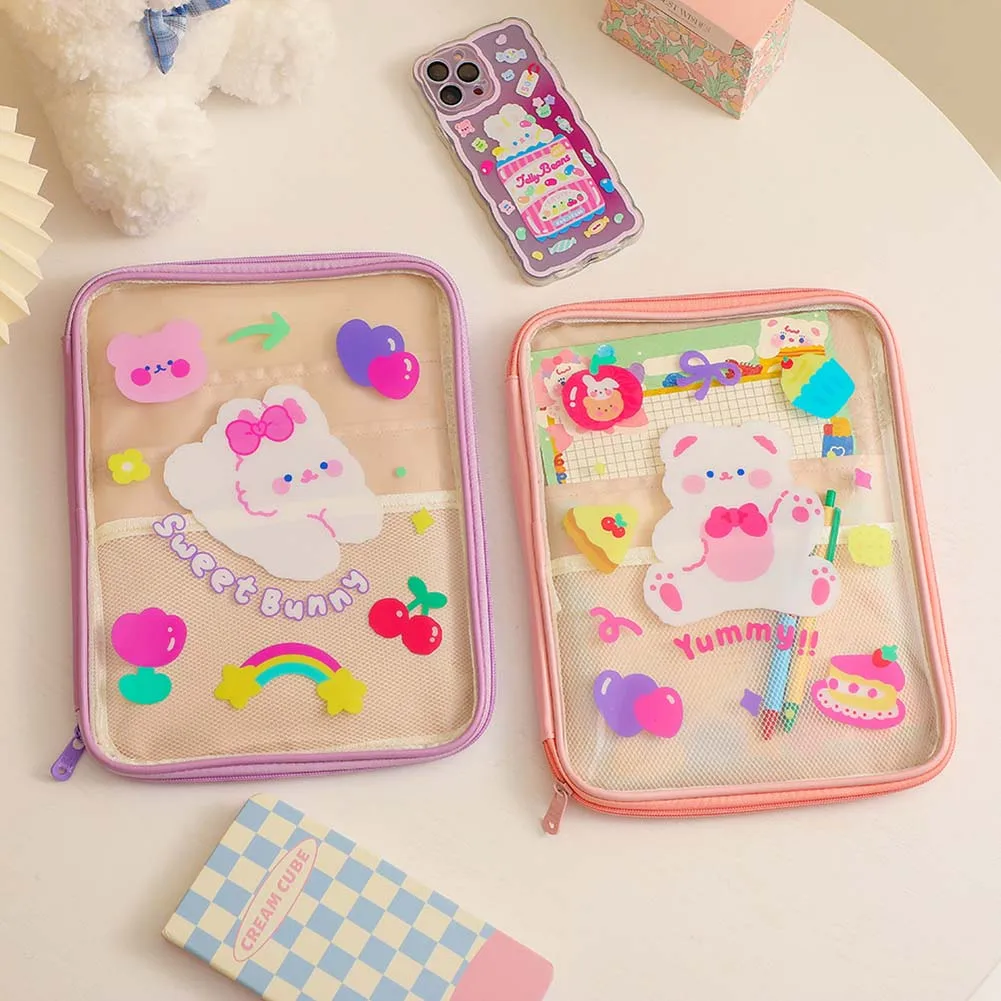

11 Inch Lovely Tablet Bag Clear Case Indoor Outdoor Cartoon Laptop Sleeve Cover Protective Pouch Travel Supplies