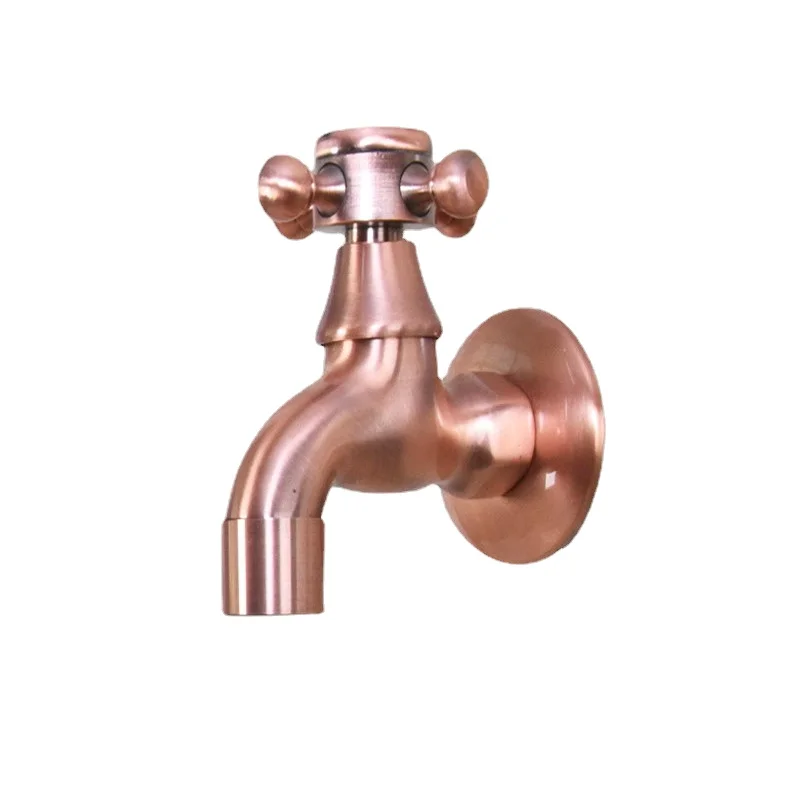 

Single Cold Water Faucet Bathroom Faucet Outdoor Faucet Washing Machine Faucet Rustic Red Copper Wall Mounted Garden Faucet