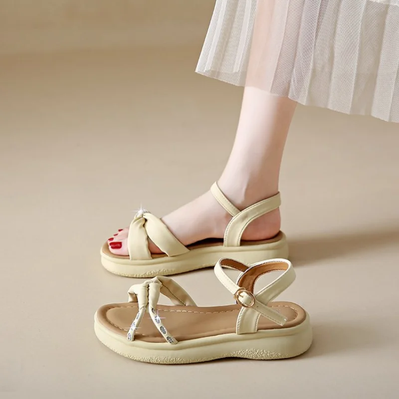 

Сандалии женские с открытым носком, босоножки с пряжкой на щиколотке, Повседневная модная удобная пляжная обувь, лето 2023