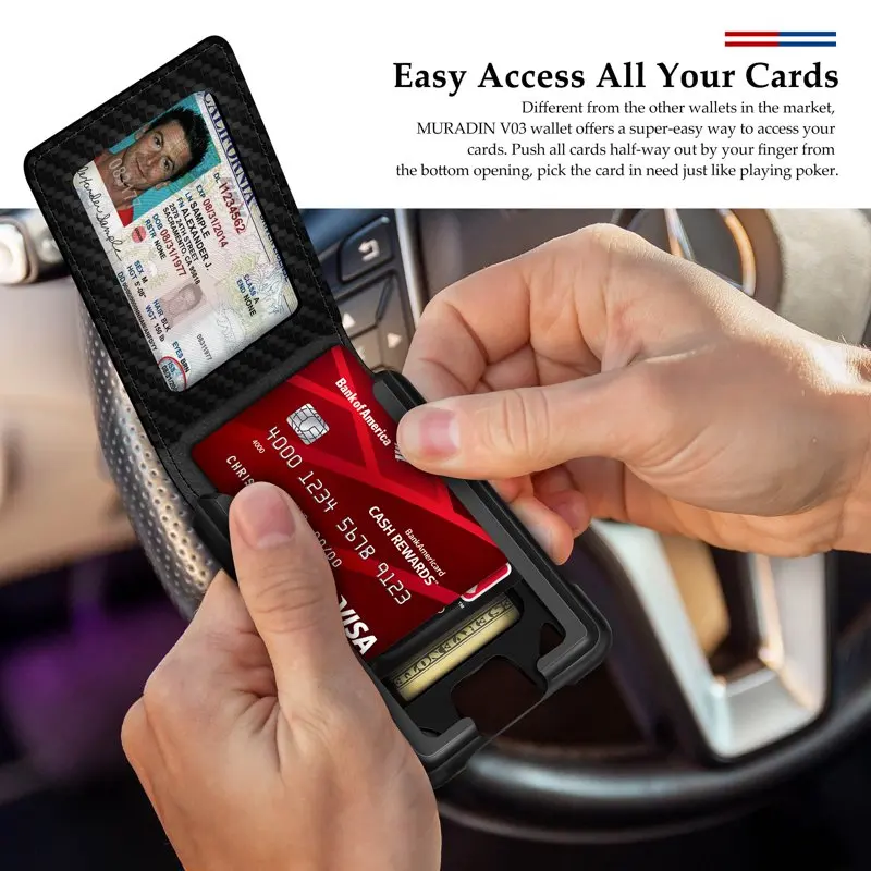 ENIGMA Carbon Fiber Pattern Minimalist Wallet for Men, RFID Blocking Card Holder  Tactical Wallet