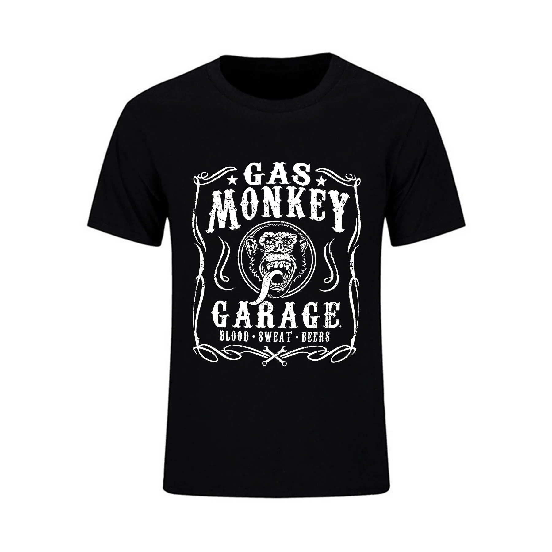 

Удивительная Мужская футболка, Повседневная негабаритная Классическая футболка в стиле ретро с надписью «Gas-Monkey-Garage», мужские футболки