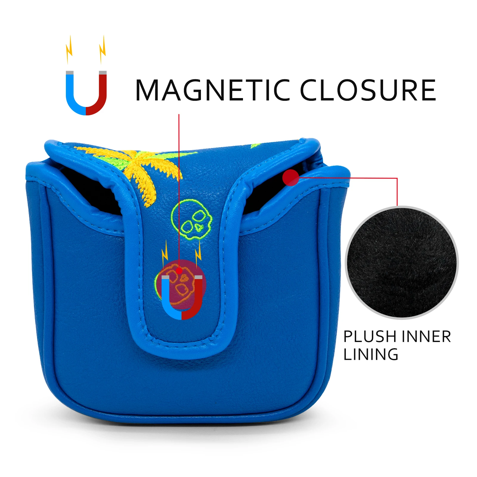 Coolskull Golf головной убор чехол для клюшки голубой Премиум кожаный с магнитом