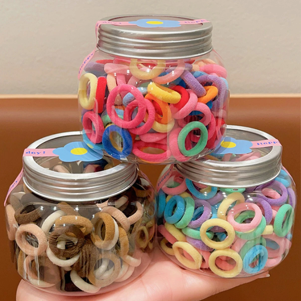 Банки из 100 шт. высокоэластичный кожаный ремешок для девочек резинка волос