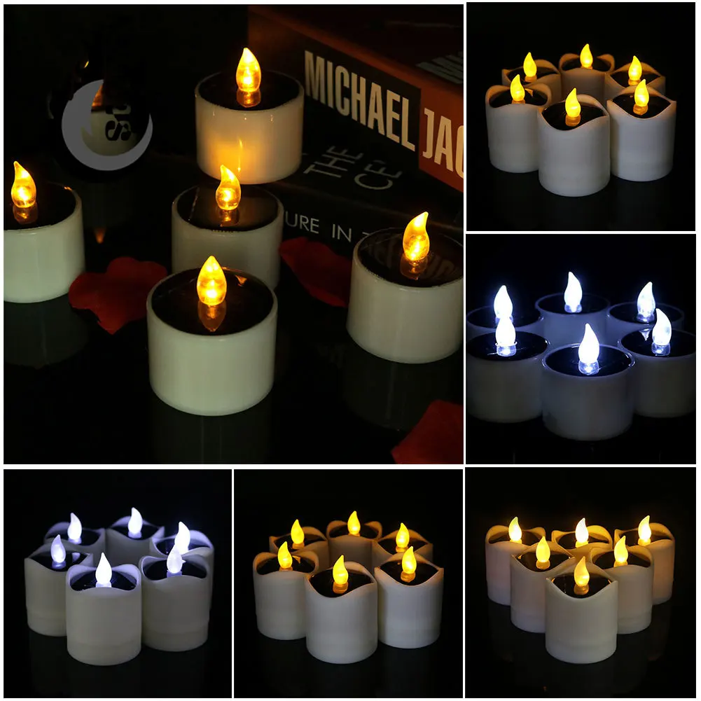 

Hot Sale Waterproof Electric Candle Simulation Flameless Solar Powered LED Candle Light Candles Holders Candles Home Decor Re