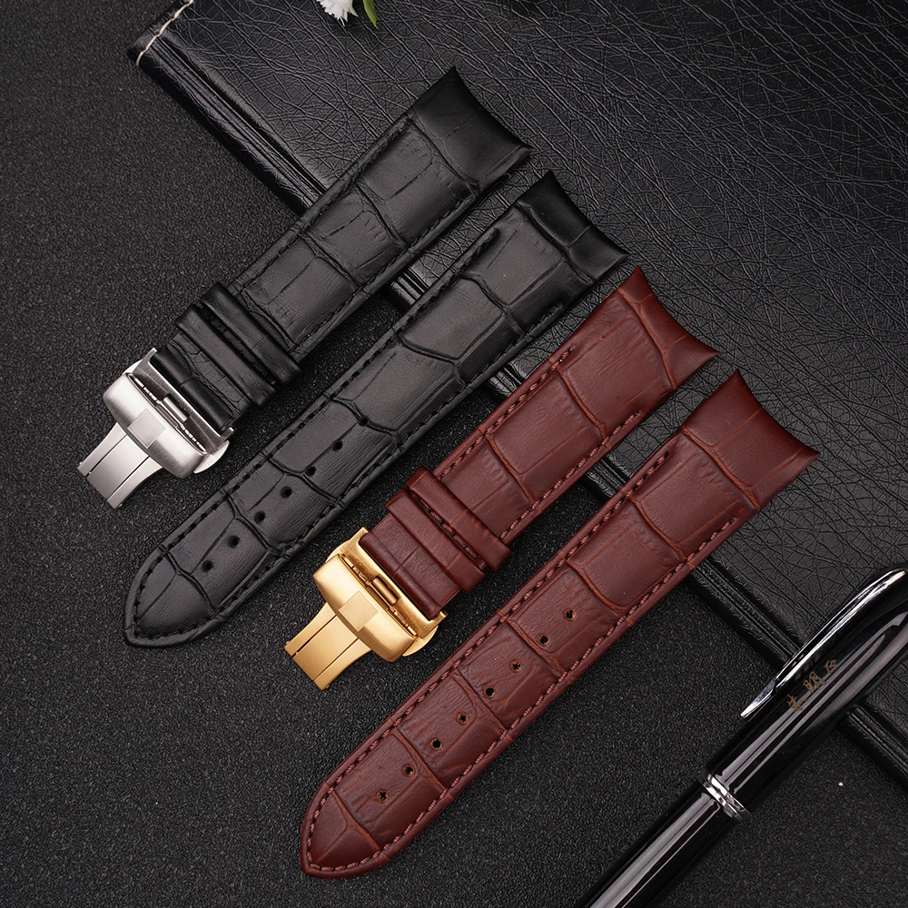 OTMENG Calfskin Genuine Leather 22mm Watch Men's Strap for Tissot 1853 T035627A T035210A  Couturier Watch Band Butterfly Buckle