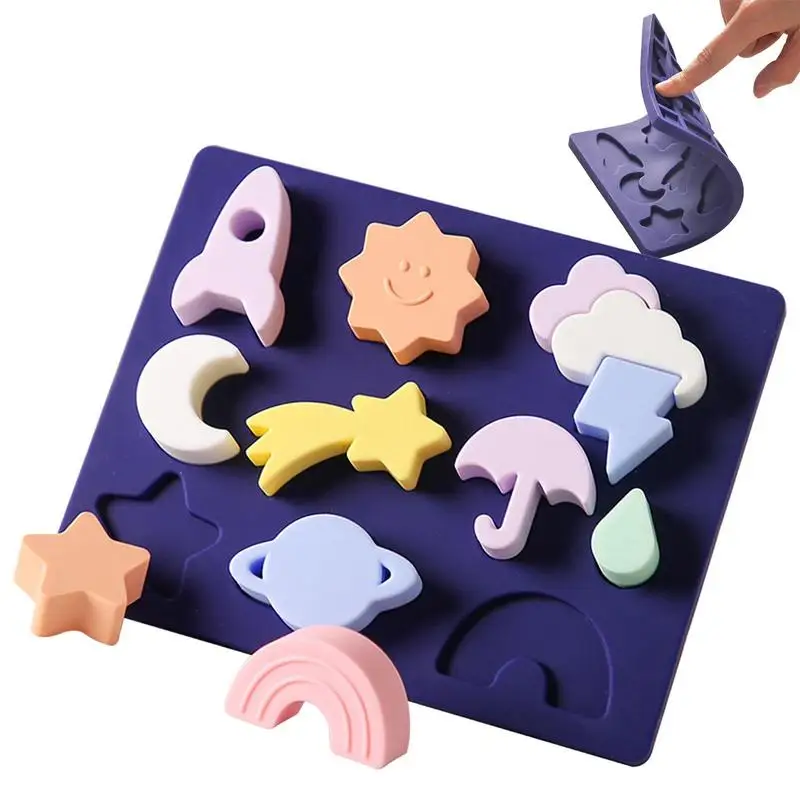 

Silicone Building Block Baby Stacking Toys & Teething Toys Montessori Education Learning Celestial Weather Toy For Children