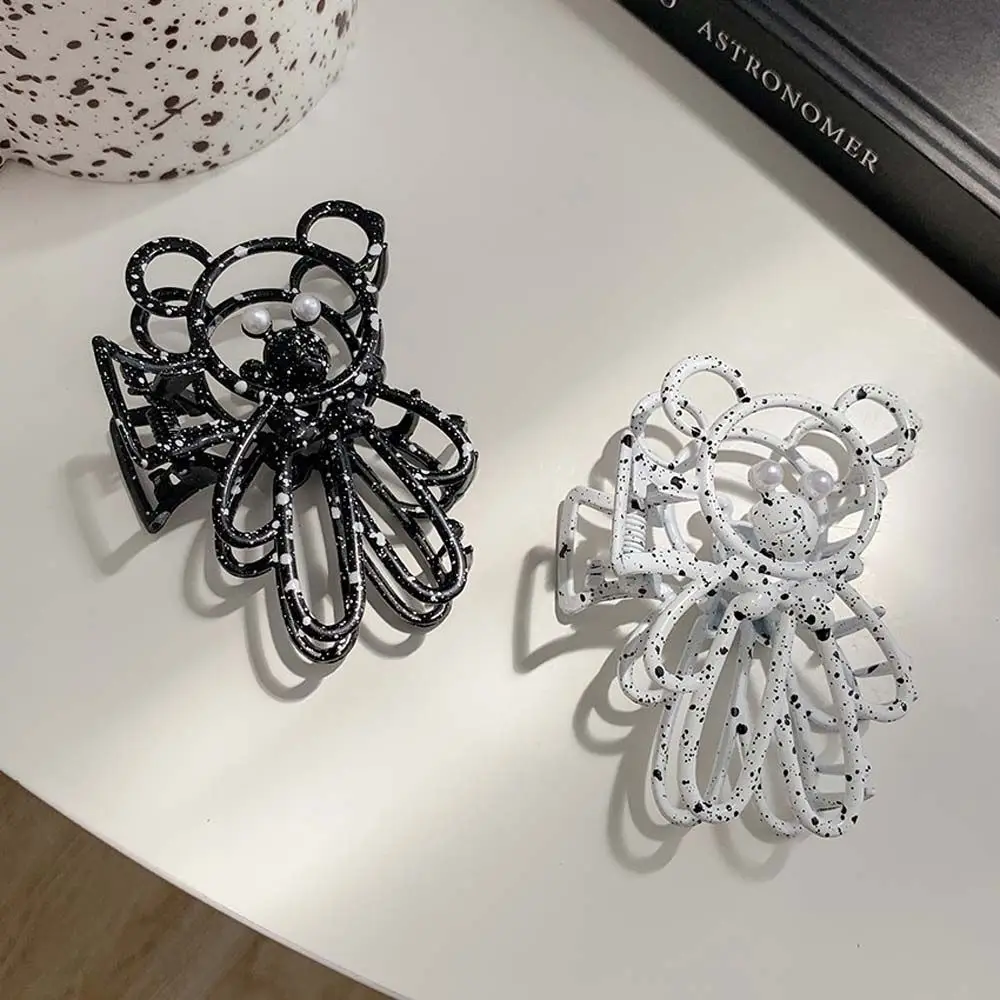 

New Fashion Creative Cartoon Headwear Lovely Hollow Little Bear Hairpins Simple Ponytail Clip Metal Geometric Hair Claws