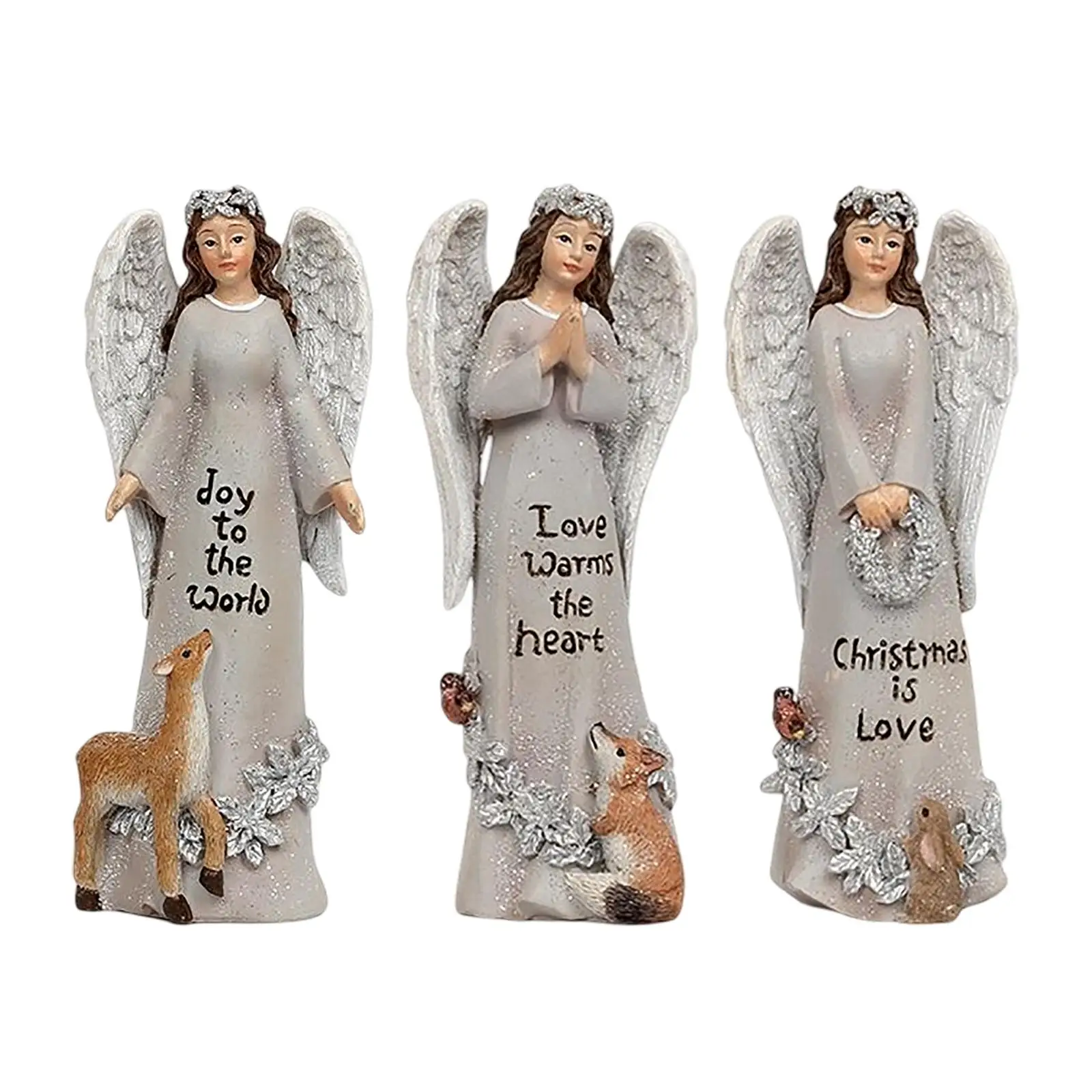 

Resin Angel Statue Desk Ornaments Hand Carved Sculpture Decorations Blessing for Walkway Office Porch Home Accents Gifts