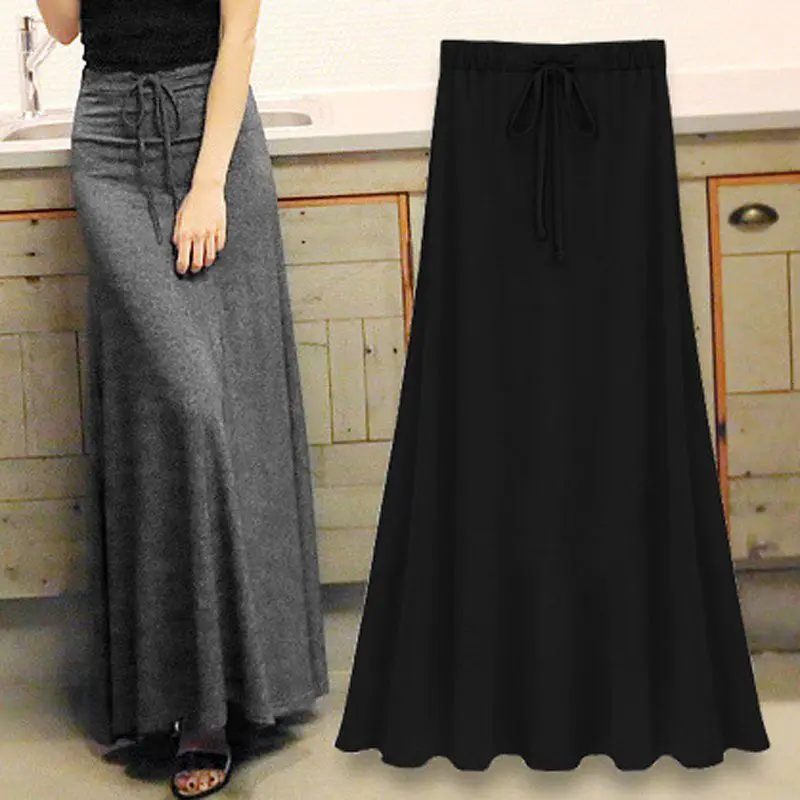 

Summer Korean Slim Sexy Skirt Women Clothing Harajuku Casaul Tie Slit A-line Long Skirt Slits High Waist Hip Skirts Autumn