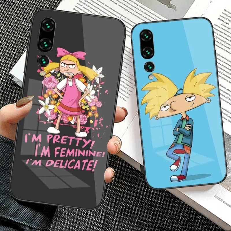 

Hey Arnold Phone Case for Huawei P50 P40 P30 P20 Pro Mate 40 30 20 Pro Nova 9 8 7 PC Glass Phone Cover