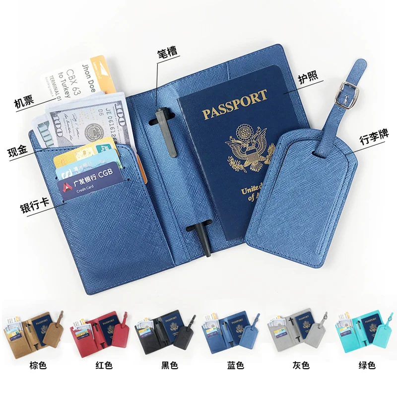 

Pu Leather Passport Folder Travel Wallet Luggage Tag Suit Document Pouch Cards Case Passport Holder Men Women Card Holder