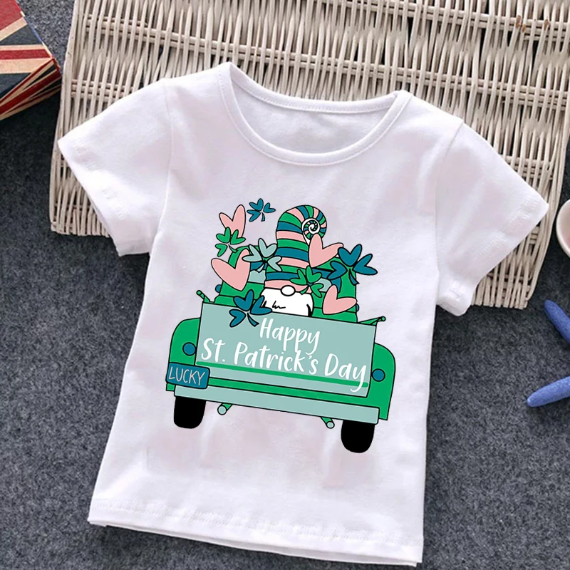 Children boys girls short-sleeved Easter Day T-shirt top clothes 2-14 years old children's printed Saint Patrick's Day T-shirt