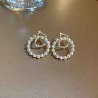 pearl letter d ring earrings south korea east gate simple earrings fashion versatile temperament earrings