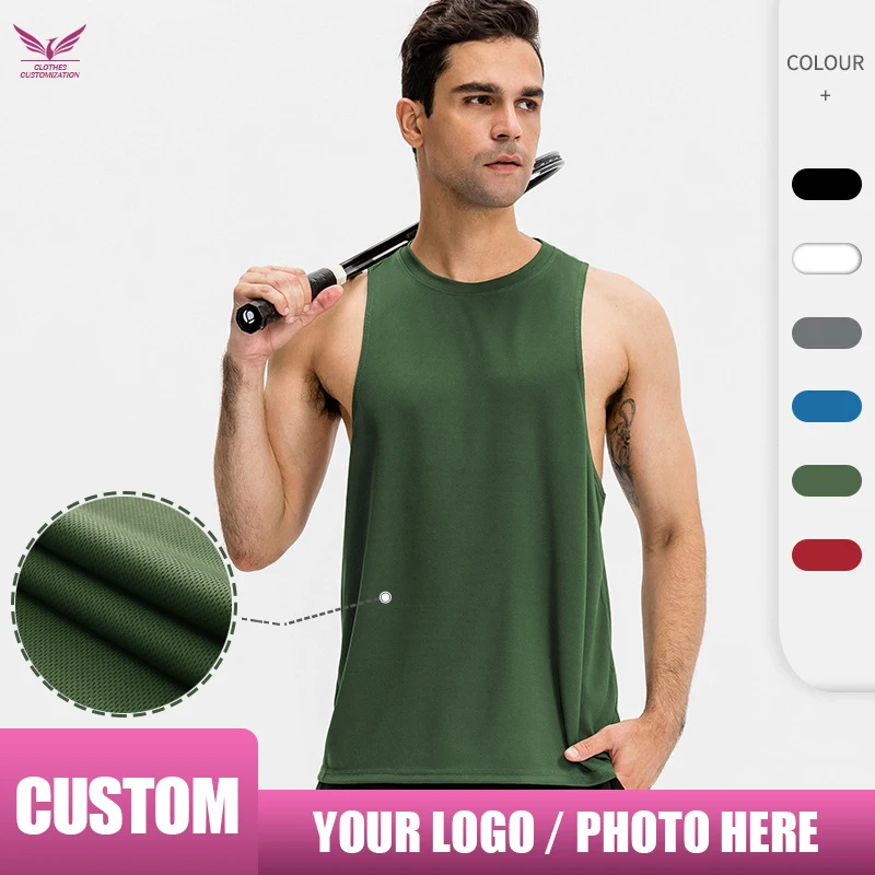 

Custom logo men's sleeveless fitness vest sweatshirt Muscle Undershirt print logo men gym tank top fitness clothing vest sleevel