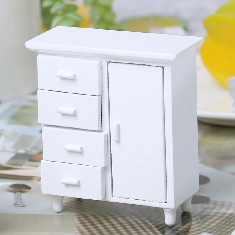 

1:12 Dollhouse Miniature White Wooden Cabinet Doll House Handcrafted Furniture Model Decor miniatures Mini Cabinet 9.5*7.5*3.5cm