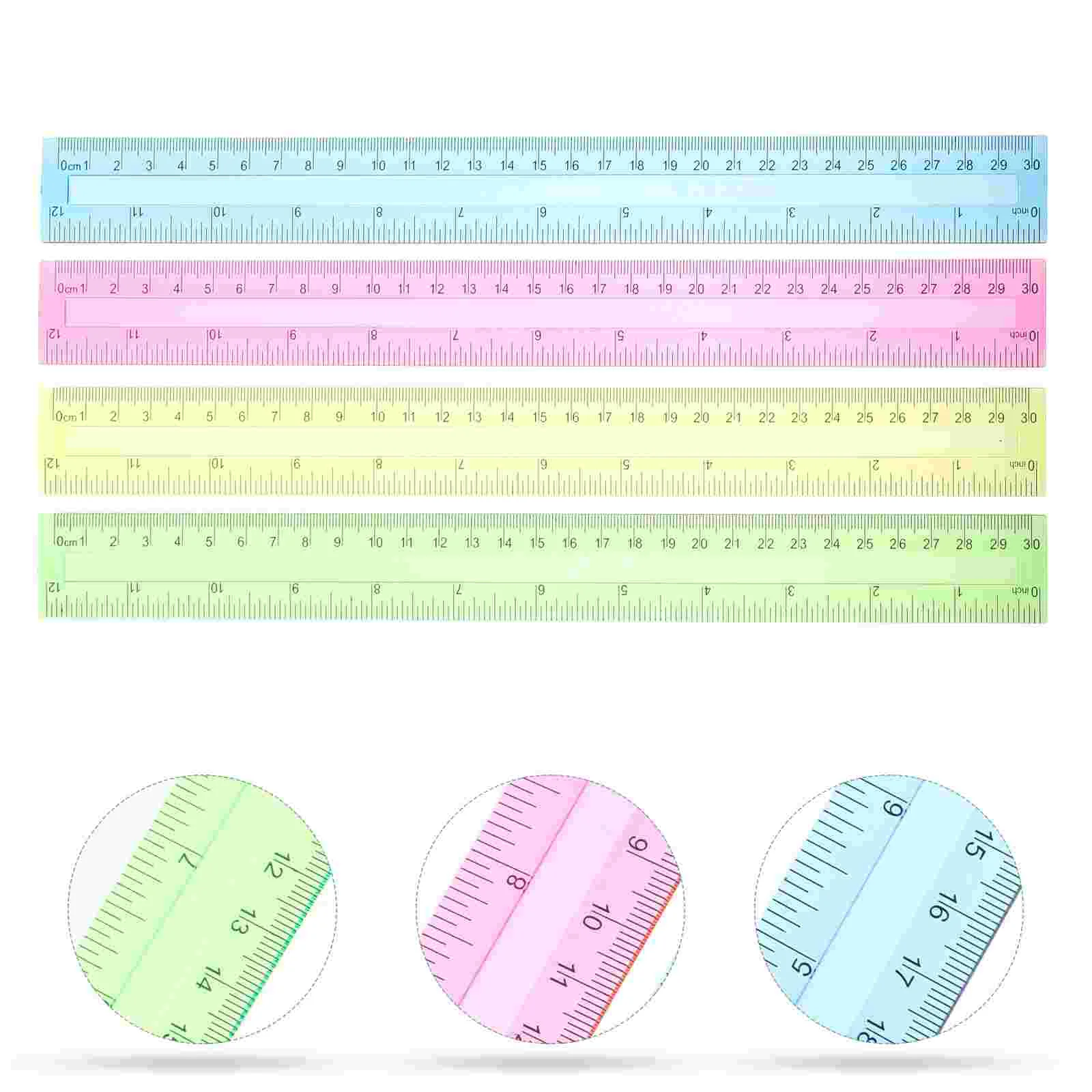 

16pcs Measuring Rulers Drawing Rulers 12 Inch Plastic Rulers for Students
