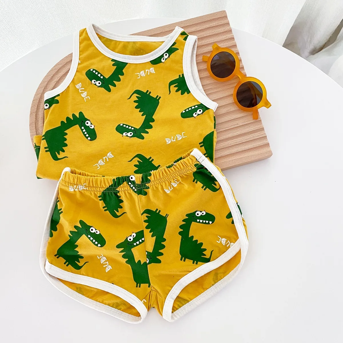 

0-3T Dinosaur Baby Boys Set Newborn Kid Baby Boys Clothe set Sleeveless Tank Top Shorts set Cute Sweet Cotton Outfits set