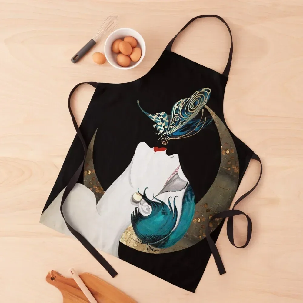 Фартук Butterfly Kiss French Art Deco Flapper Woman Remix для женщин фартук приготовления пищи на