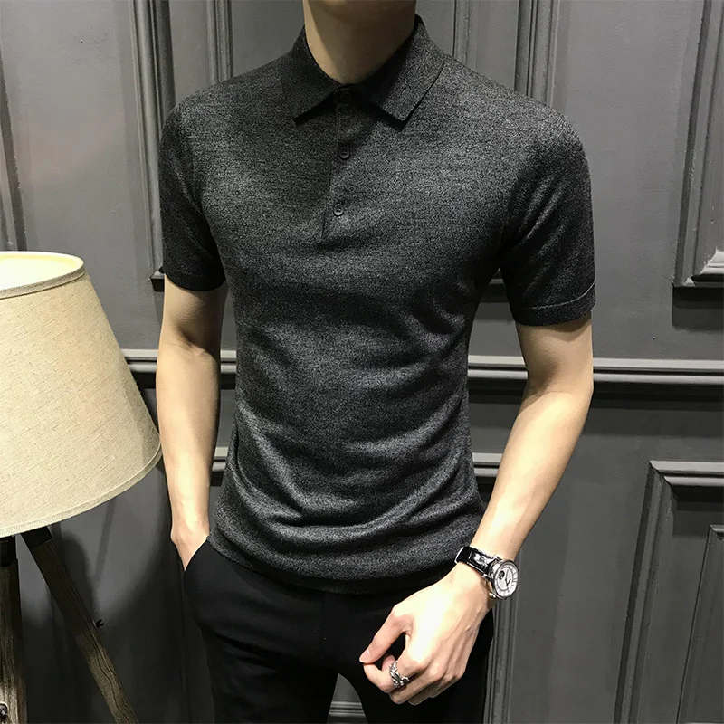 

2022 New Summer Mens Polo Shirts Turn Down Collar Tees Male Short Sleeve Casual Tops Men's Solid Color Ice Silk Clothing A102
