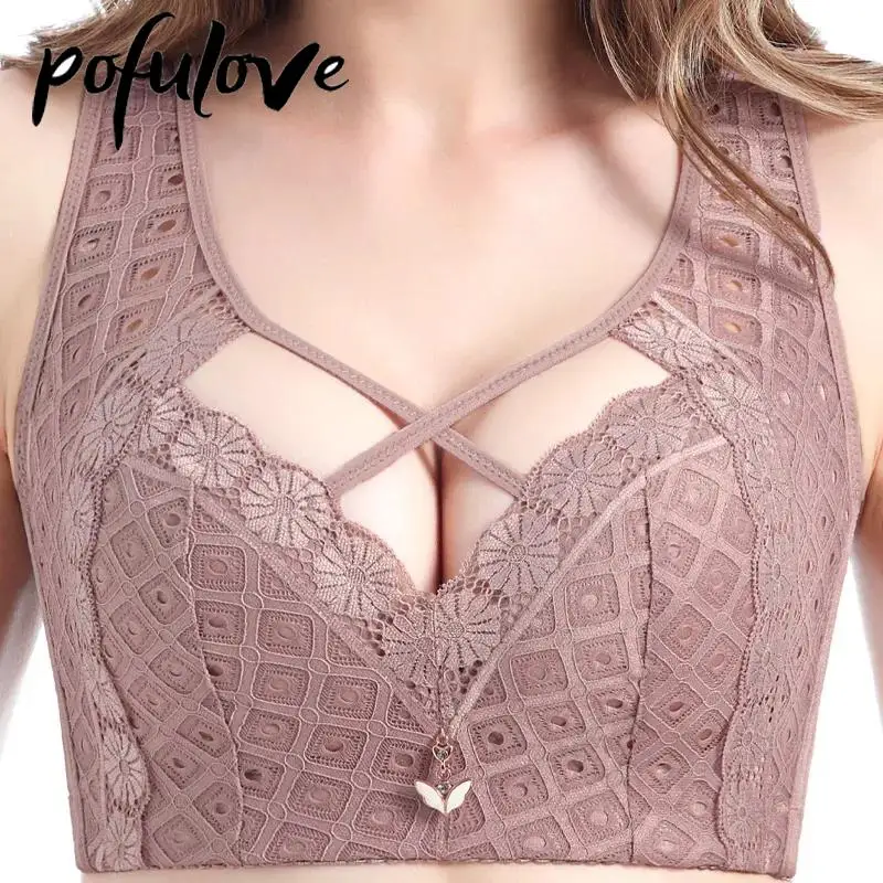 

Large Size Sexy Push Up Bra No Steel Ring Bra Thin Section Big Breasts Show Small Gather Up Support Underwear Women