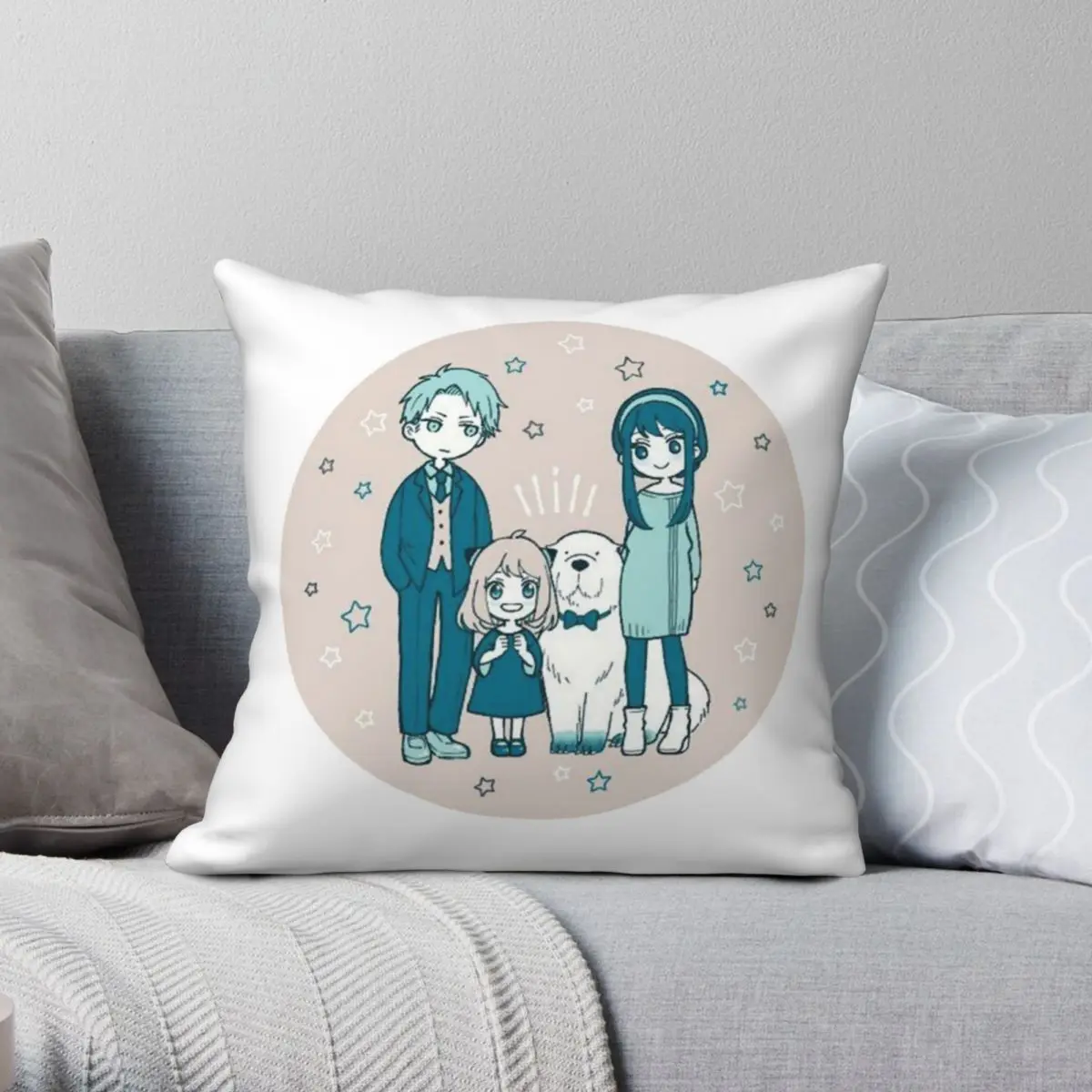 

Наволочка для подушки с принтом шпион и семья из полиэстера и льна