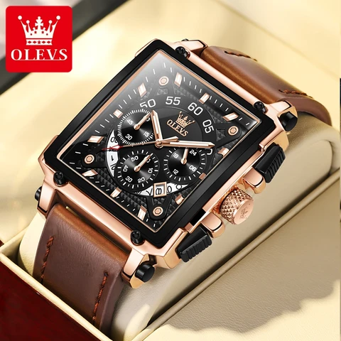 Olevs Top Brand Brand Masculino Relógios Quartz Quadrado Vista para Men Strap Strap Sport Relógio Masculino Masculino Masculino Masculino