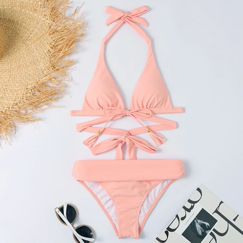 

Hot Bikinis Women's Swimsuit 2 Pieces Set Sexy Swimwear 2022 Beachwear Women Swimming Suit String Bikini Female Clothes
