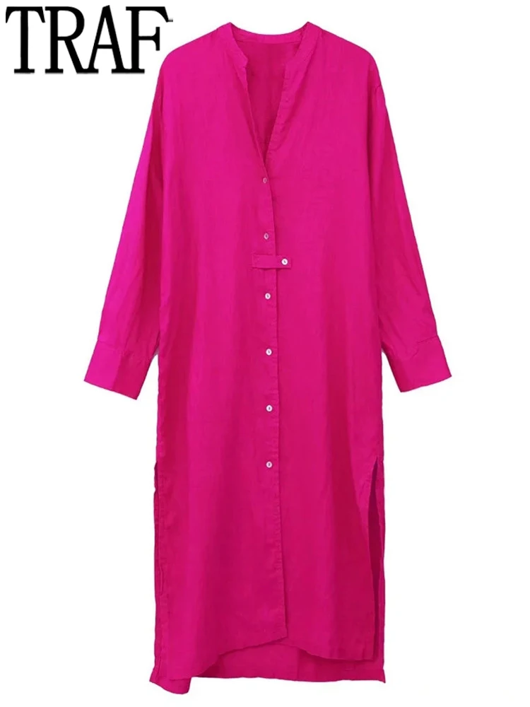 Женское платье-рубашка с длинным рукавом на пуговицах |