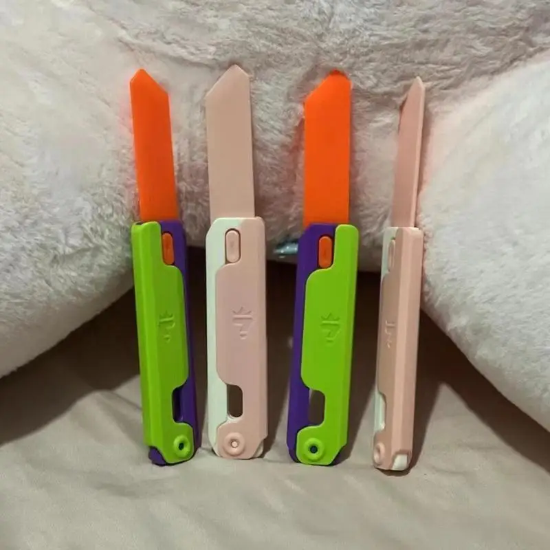 

Toy Knives For Kids 3D Printed Gravity Knives Carrot Toy Cutter Unique Fingertip 3D Long Handle Sensory Cutter Toy Smooth Edge
